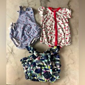 Cat & Jake Carters Baby Girl Bundle Dress Overalls Romper Floral Lady Bug Print